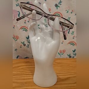 Vintage 80s Valentino 5392 Clear Purple Reading Eyeglass Glasses Frames